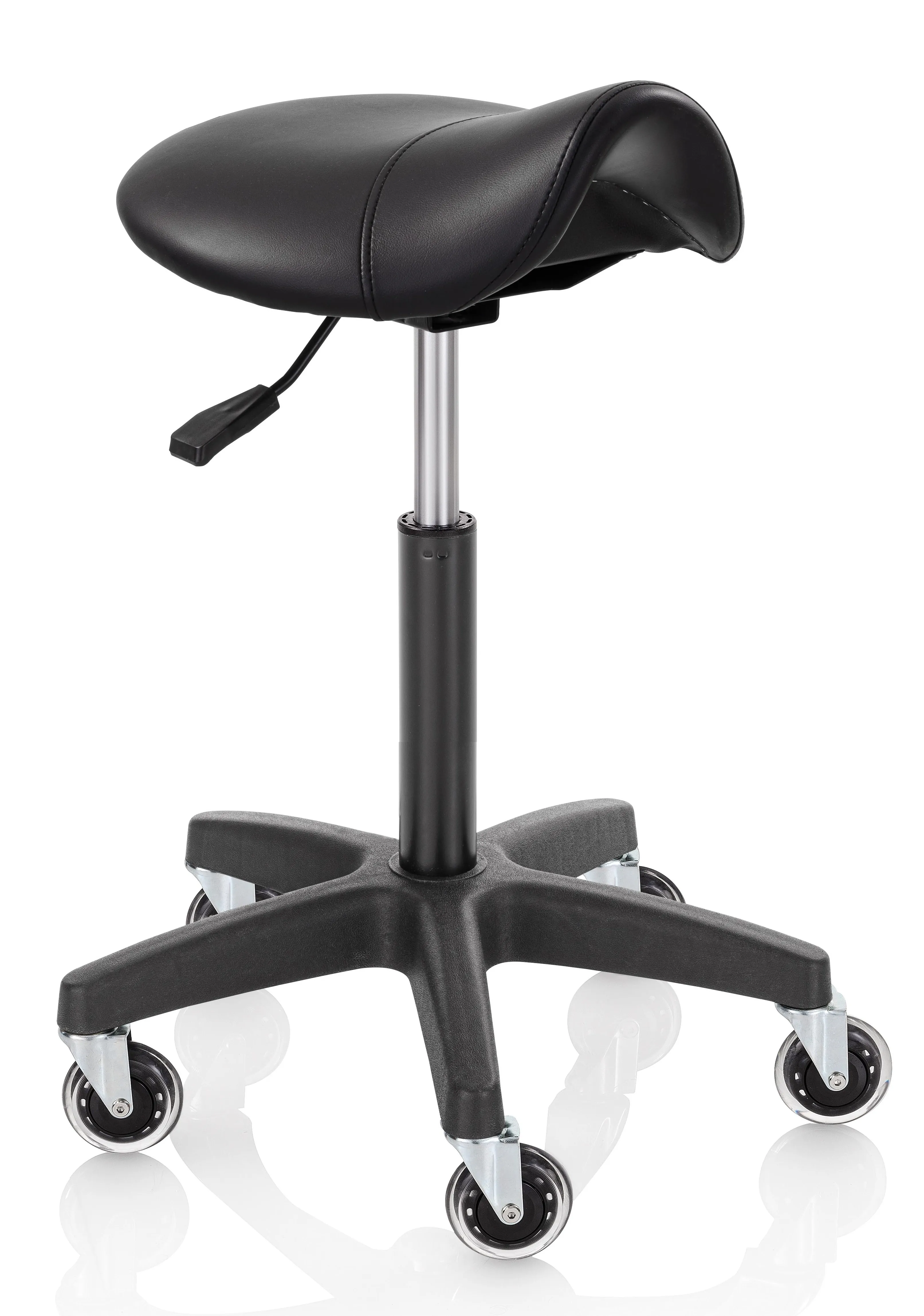 Ideal Pro Standard Saddle Sky Faux Leather Black Stool Black Nylon Base