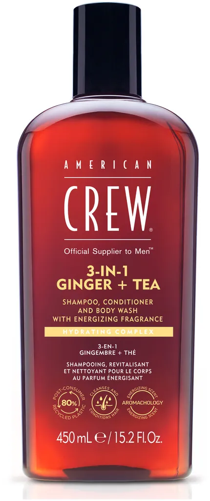 American Crew 3 in 1 Ginger & Tea Shampoo, Conditioner & Body Wash - 250 ml