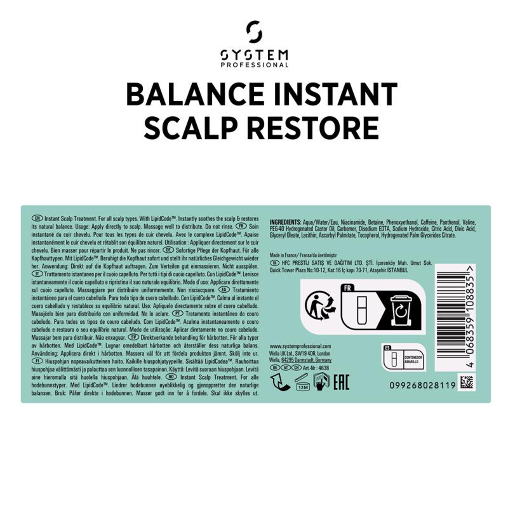 System Professional Lipid Code Balance Instant Scalp Restore