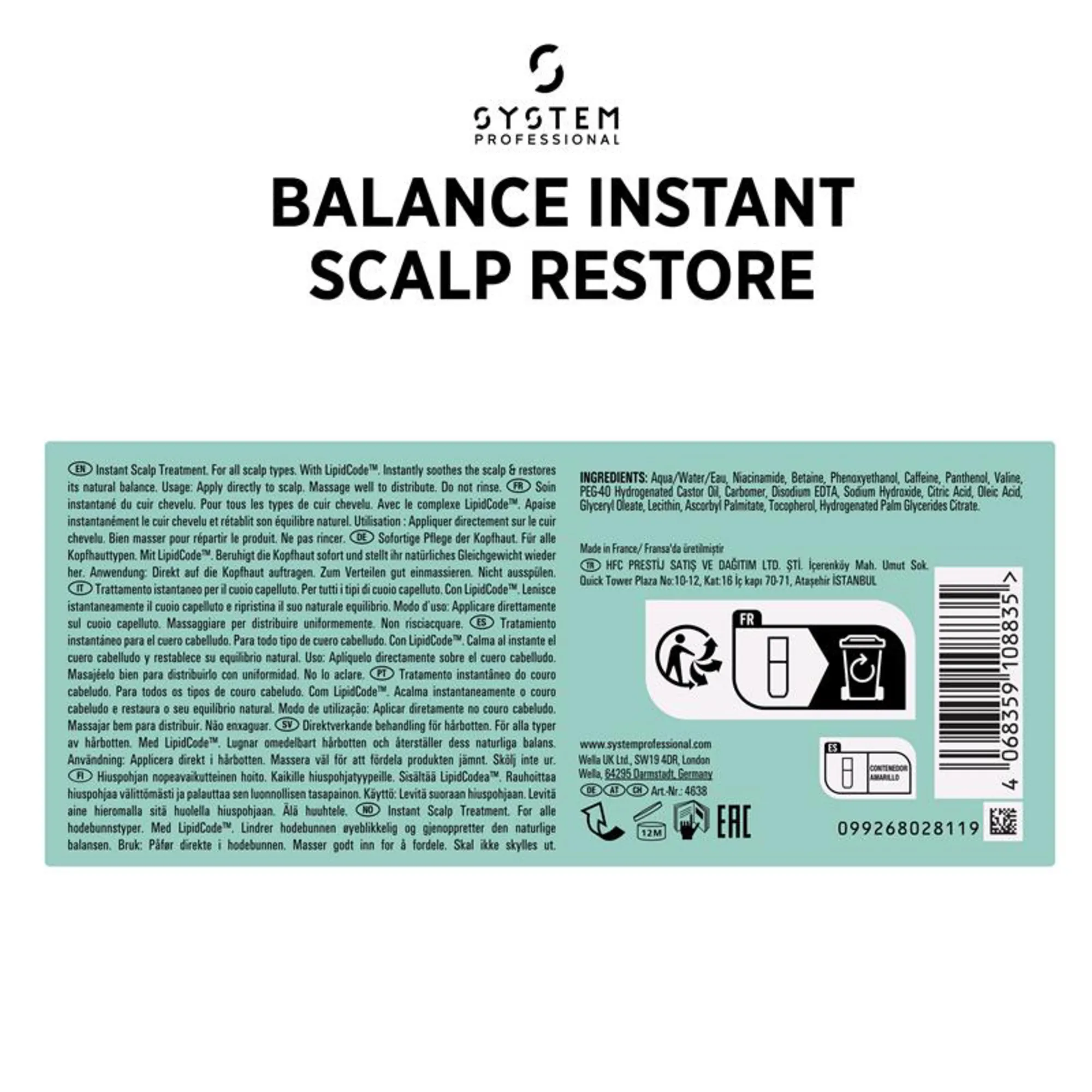 System Professional Lipid Code Balance Instant Scalp Restore