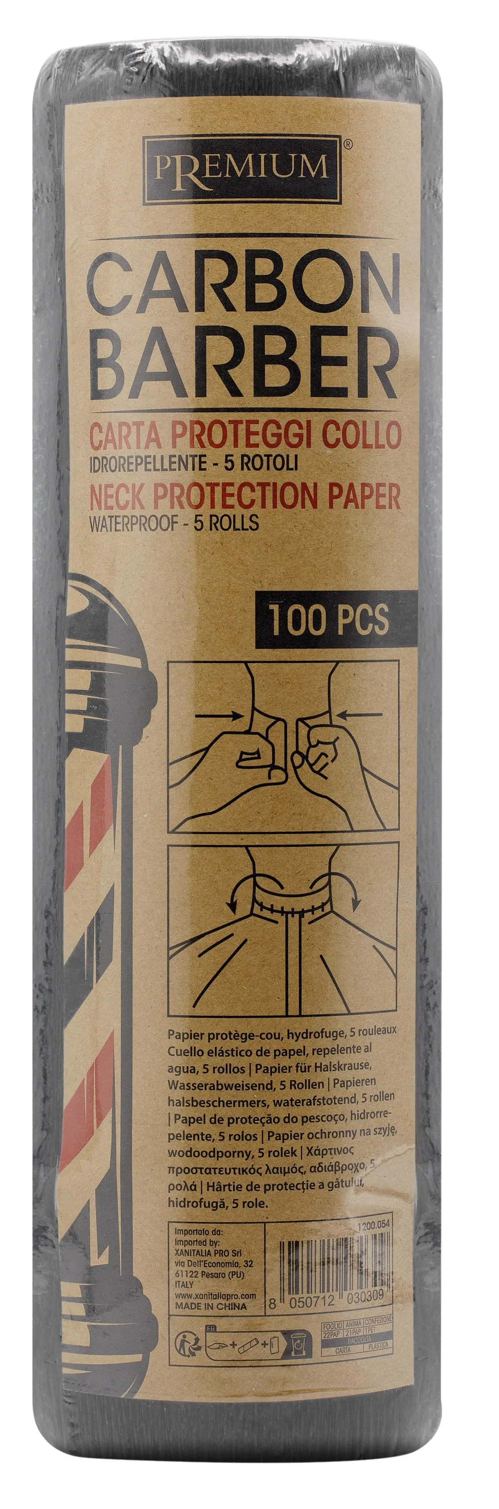 Xanitalia neck protection paper Carbon Barber 5 pcs. x 100 strips