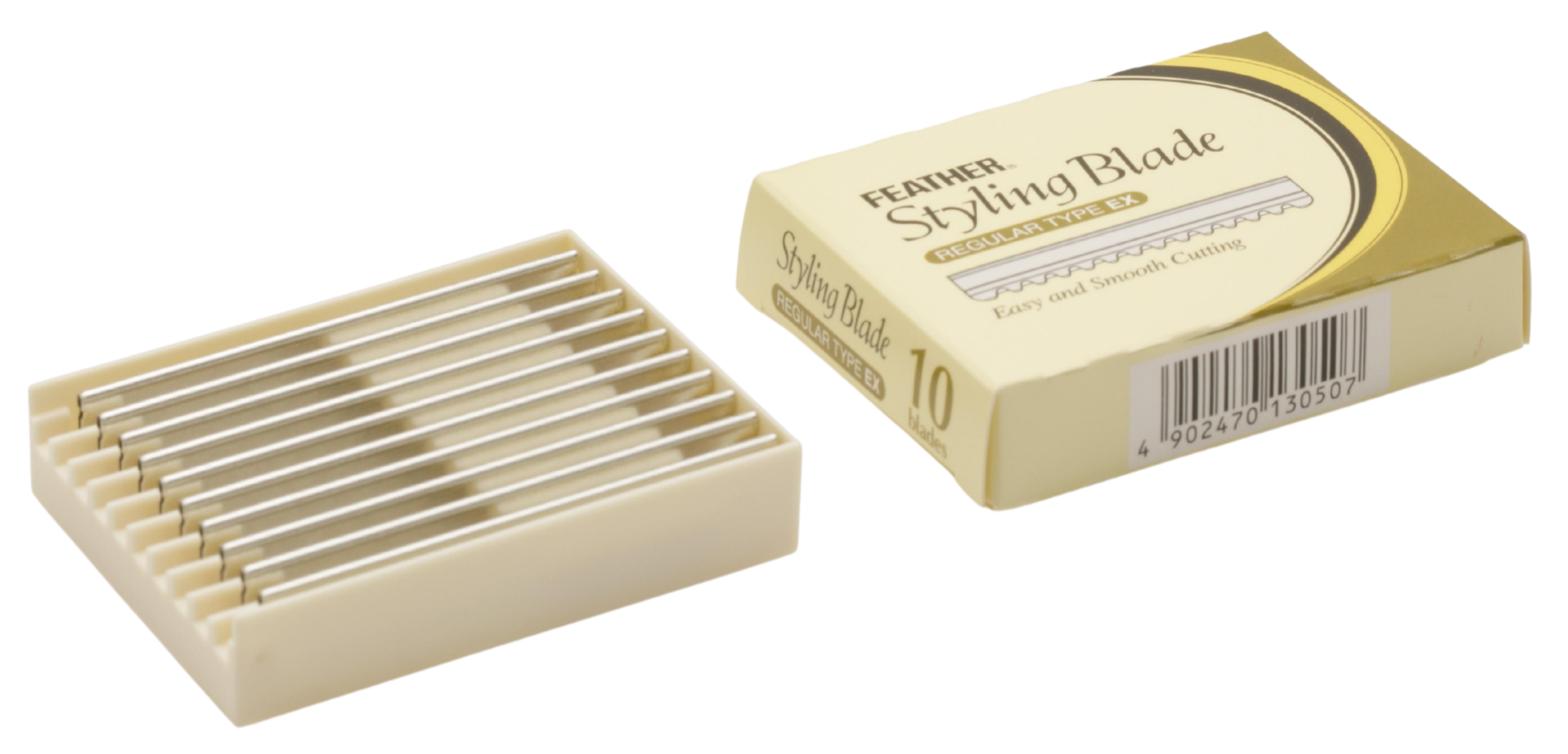 “Feather Original” Serrated Blades For Hair Shaper With Metal Disposal Container 10 Pcs X 5 Di