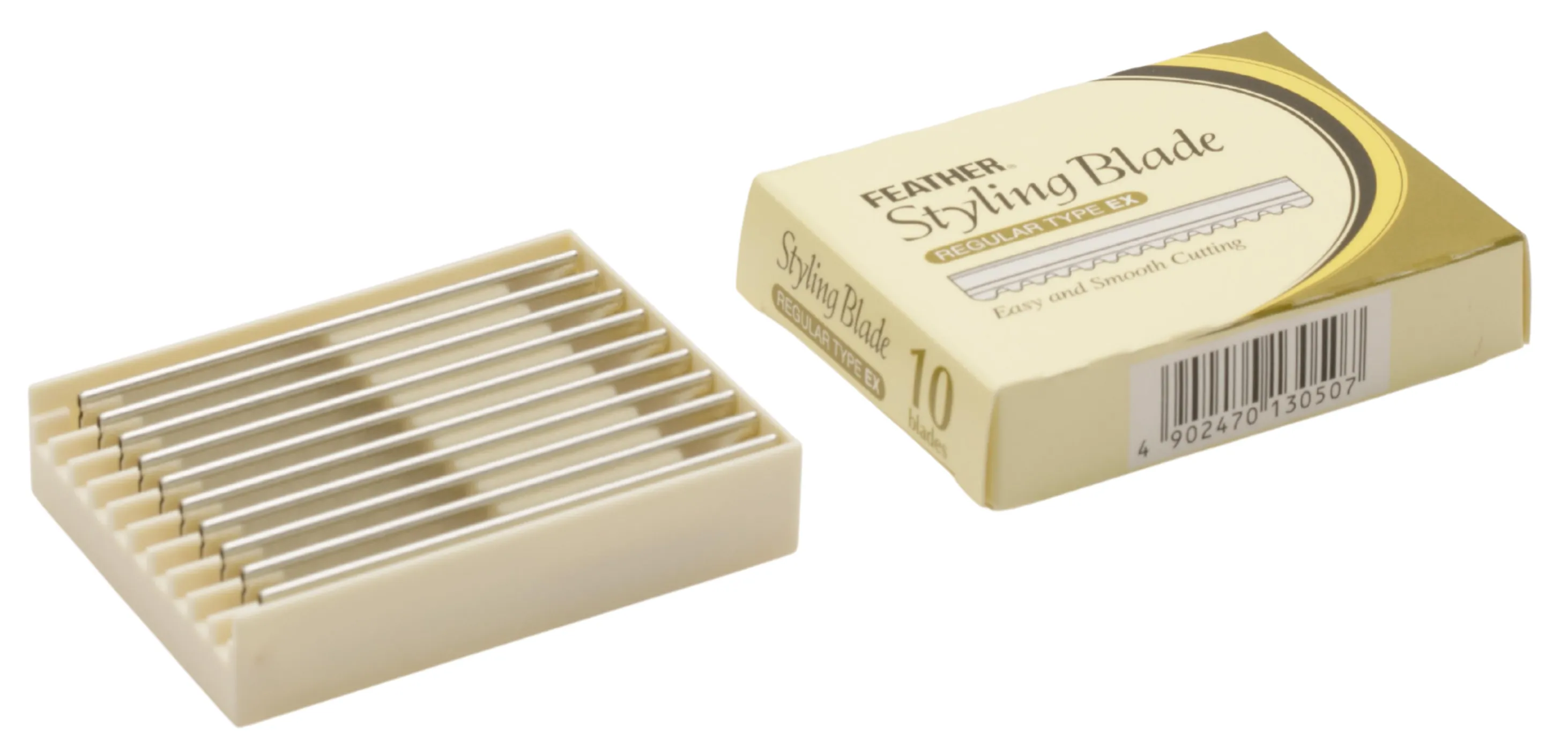 “Feather Original” Serrated Blades For Hair Shaper With Metal Disposal Container 10 Pcs X 5 Di