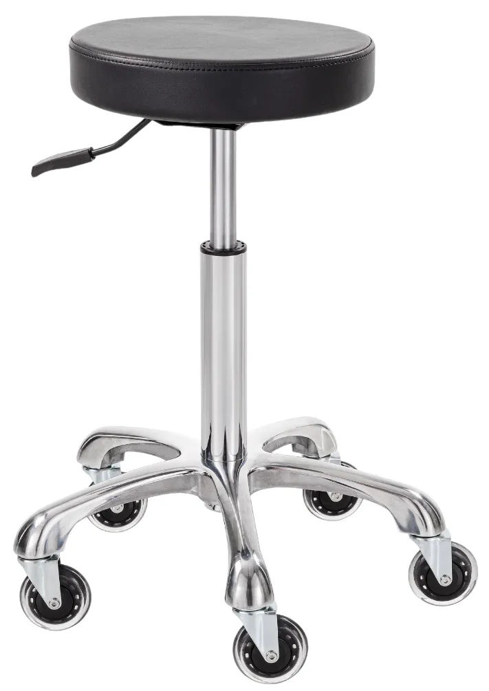Elitè Pro Saddle With Back Stool Round Seat White Eco-Leather Upholstery Aluminum Base