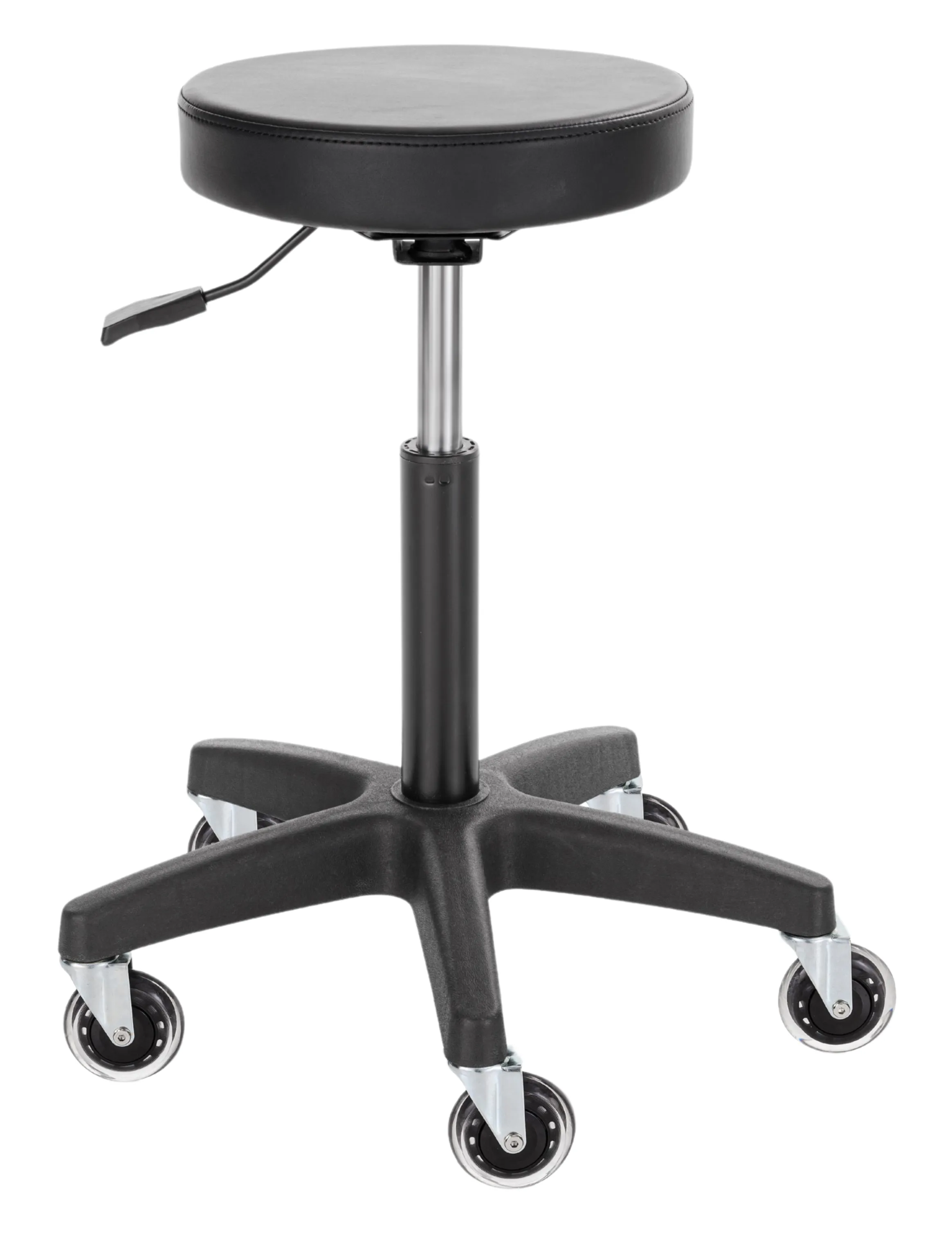 Ideal Pro Saddle With Back Sky Faux Leather Black Stool Black Nylon Base