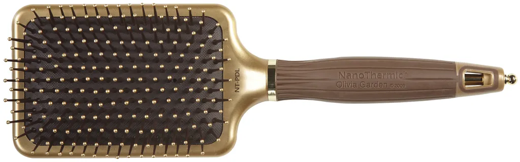 Olivia Garden Expert Care Rectangular with Nylon Bristles Gold & Brown