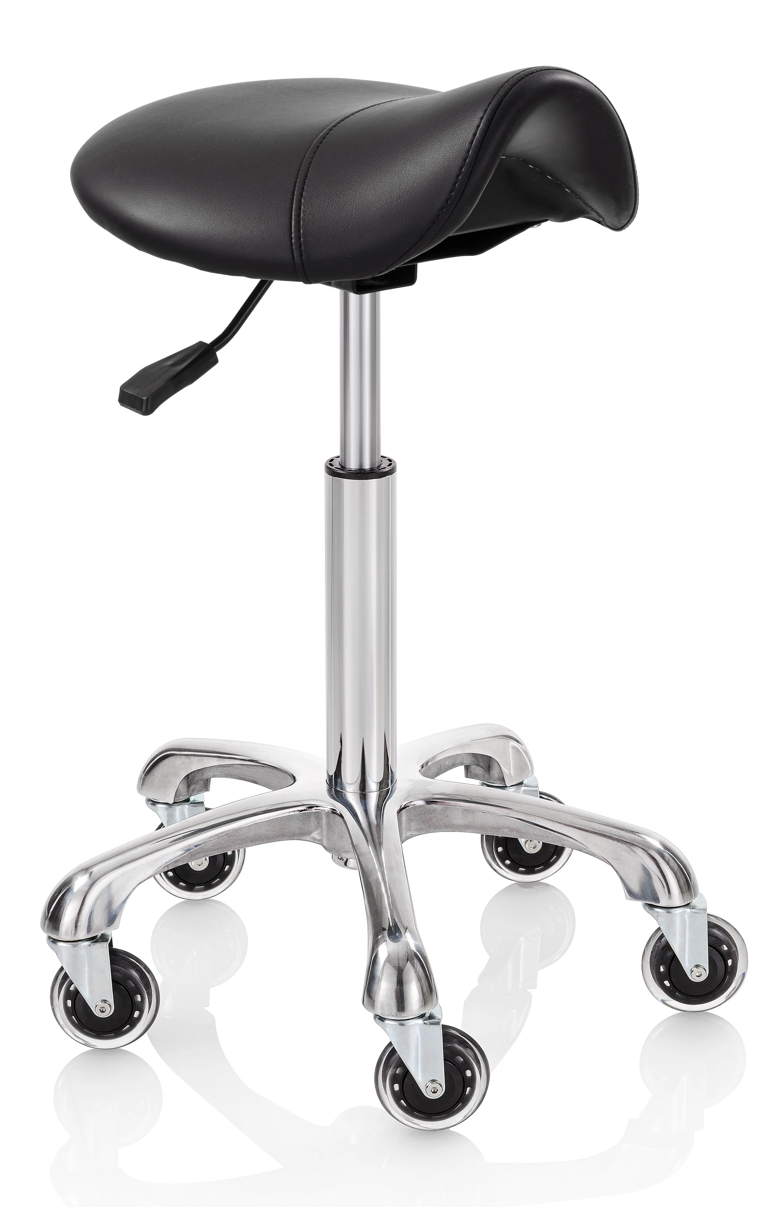 Elitè Pro Standard Saddle Sky Faux Leather Black Stool Aluminum Base