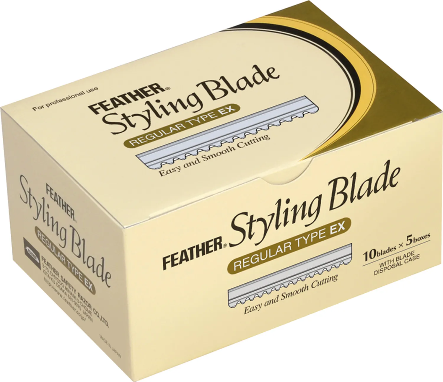 “Feather Original” Serrated Blades For Hair Shaper With Metal Disposal Container 10 Pcs X 5 Di