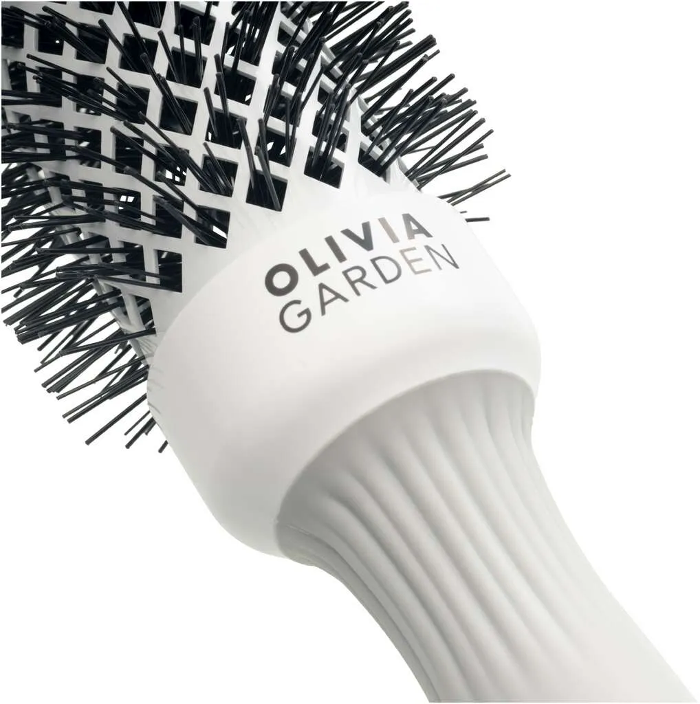 Olivia Garden Expert Blowout Shine Round Brush White & Grey
