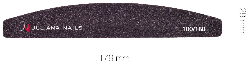 Juliana Nails Professional Half Moon Nail File 100/180 - black