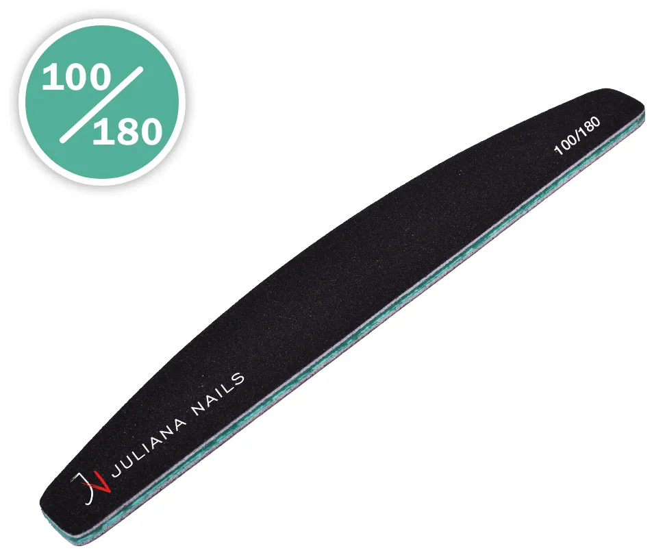 Juliana Nails Professional Half Moon Nail File 100/180 - black