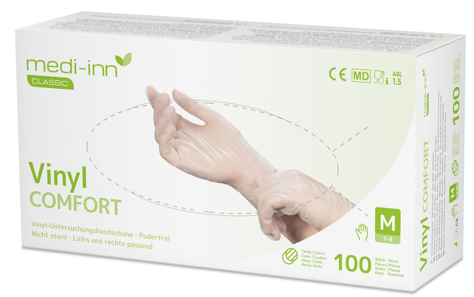 Medi-Inn Vinyl Comfort disposable gloves transparent powder-free