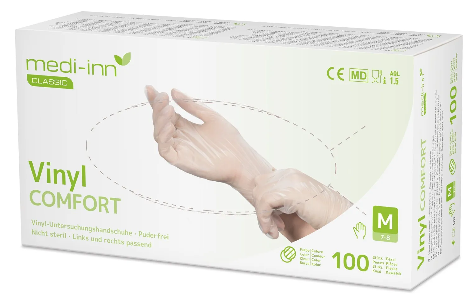 Medi-Inn Vinyl Comfort disposable gloves transparent powder-free