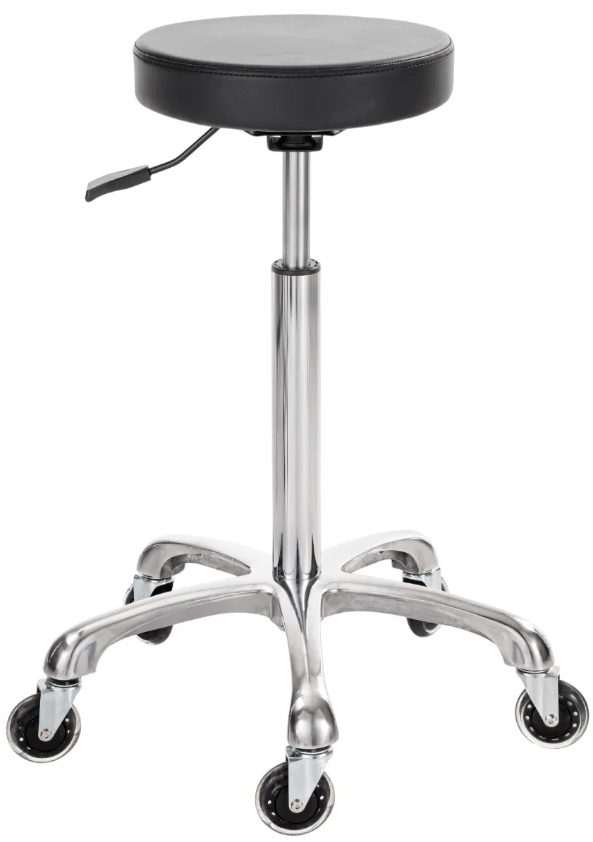 Elitè Pro Saddle With Back Sky Faux Leather Black Stool Aluminum Base