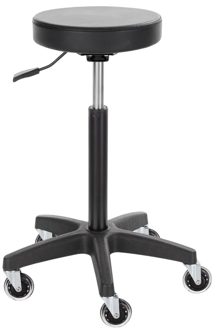 Ideal Pro Saddle With Back Sky Faux Leather Black Stool Black Nylon Base